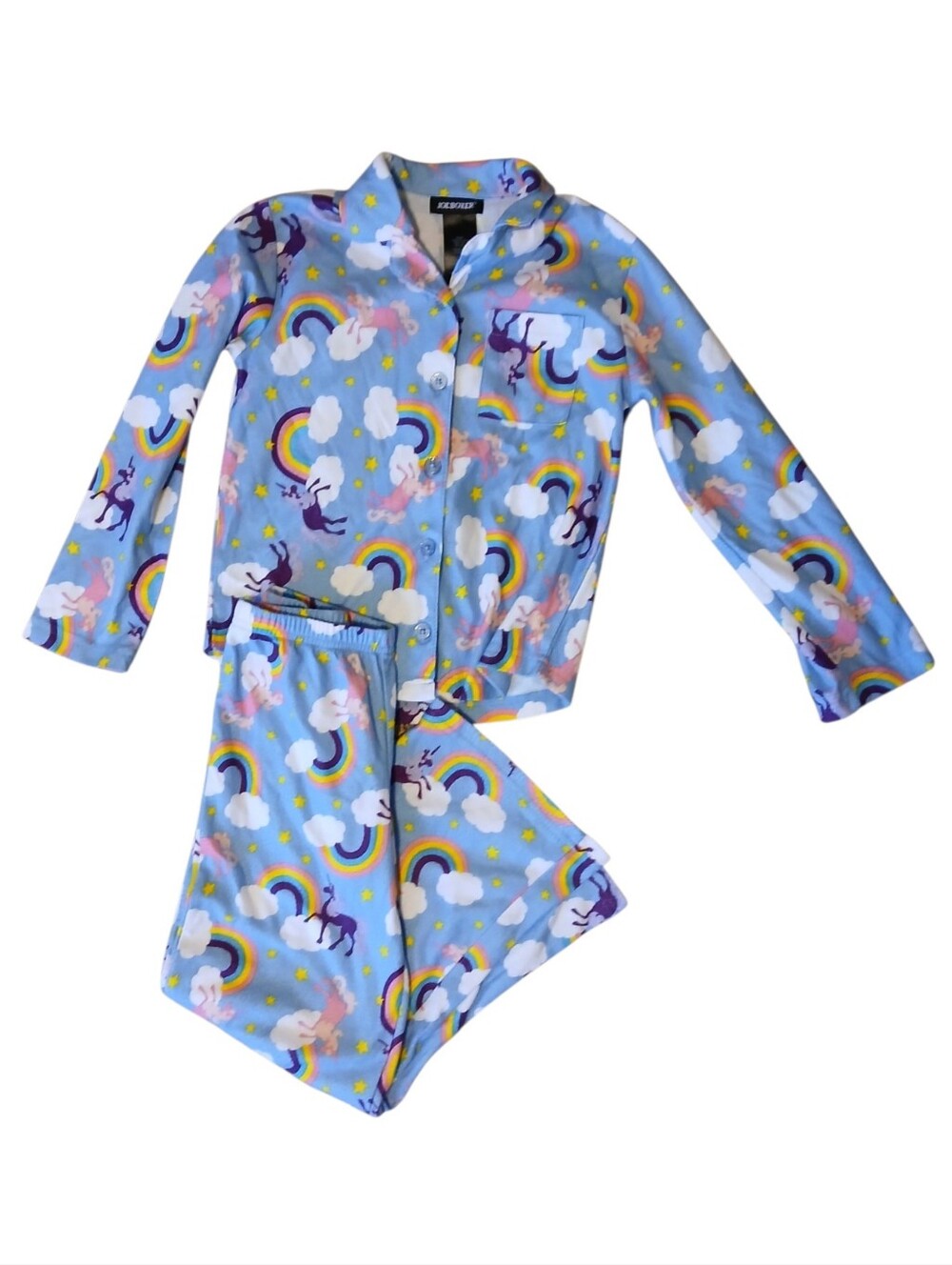 Joe Boxer Light Blue Unicorn & Rainbow Pajama Set Size Medium